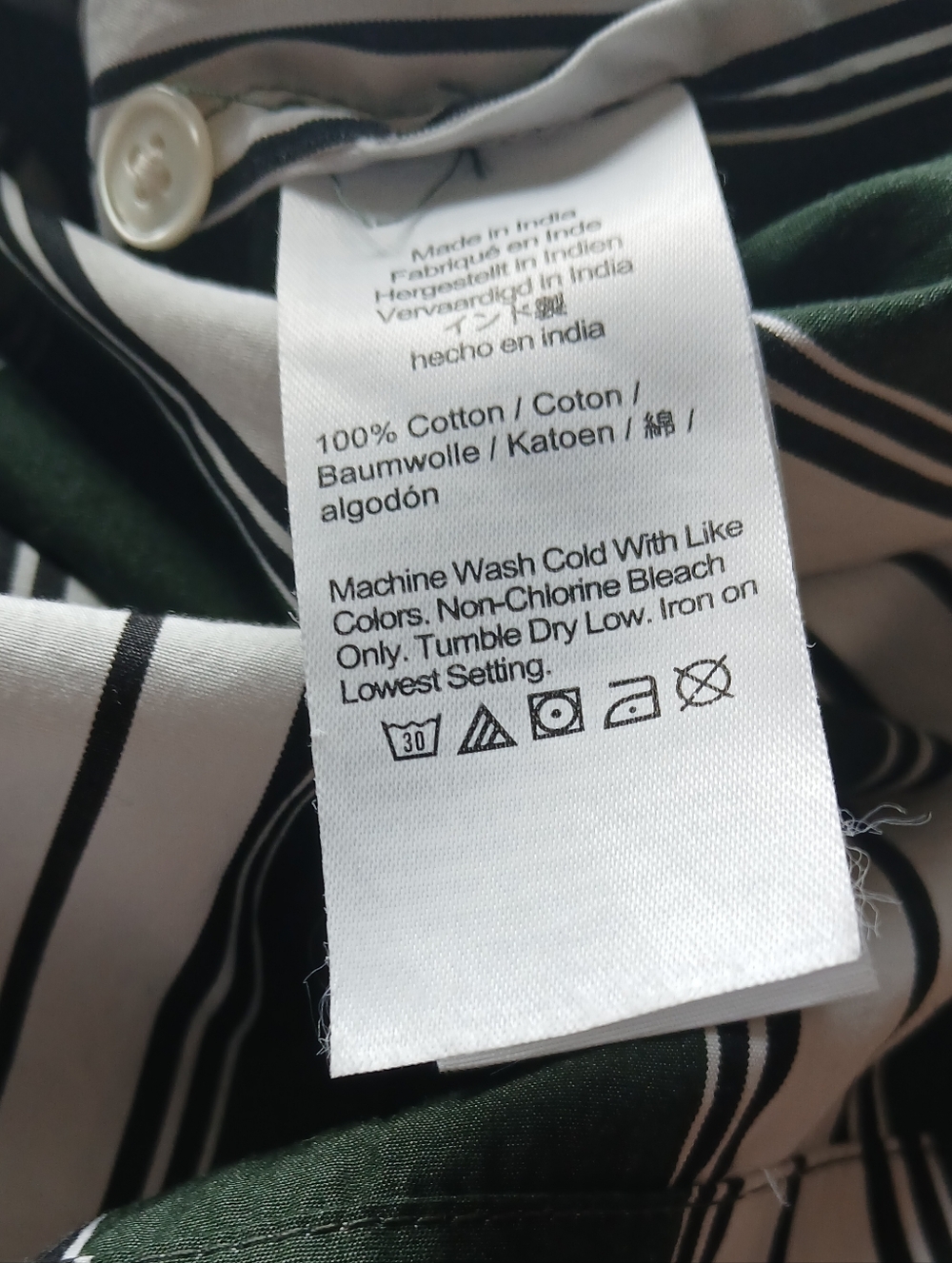 Madewell Women's Size Medium 100% Cotton Green and White Stripe Shirt Dress - Picture 3 of 6